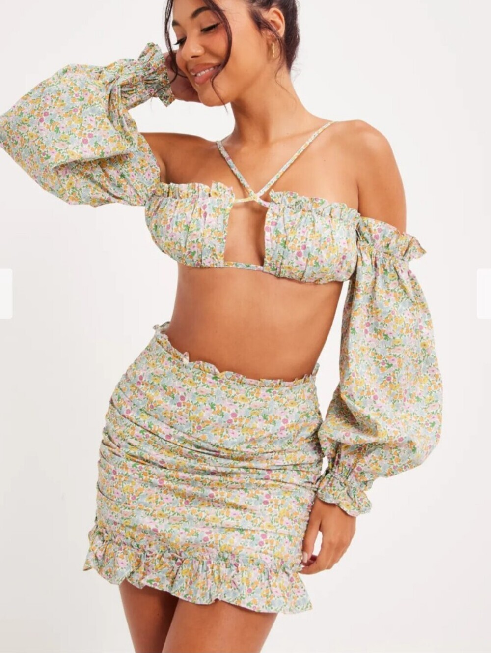 For Love & Lemons Raleigh Floral Mini Skirt